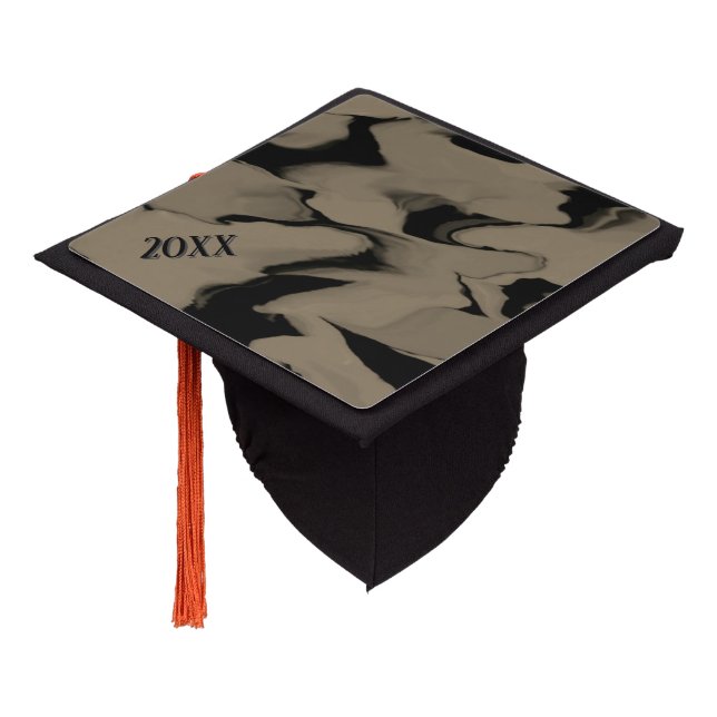 Toque De Diplômé Vagues de Noir et Brown (Incliné)