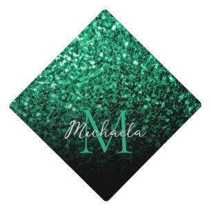 Toque De Diplômé Vert émeraude brillant faux paillettes scintilleme