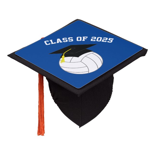 Toque De Diplômé Volleyball Graduation Sports Blue (Incliné)