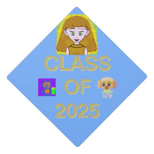 Toque De Diplômé Vos amis Trois Photos Classe de 2025 Bleu clair