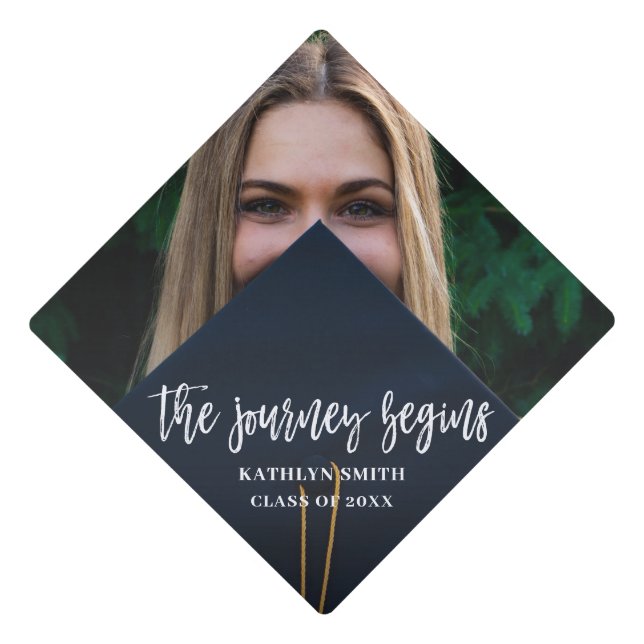 Toque De Diplômé Voyage commence Calligraphie Photo personnalisée (Devant)