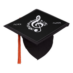 Toque De Diplômé White Music G Clef sur Black