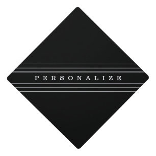 Toque De Diplômé Your Custom Text & Modern Stripes Black & White