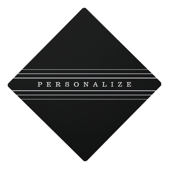 Toque De Diplômé Your Custom Text & Modern Stripes | Black & White (Devant)