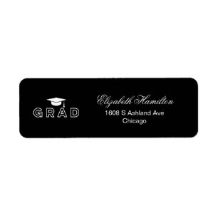 Toque de remise de diplômes Noir & Blanc Élégant D