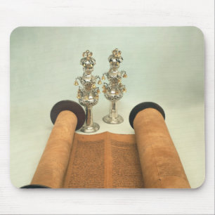 Torah scroll with Silver Crown finials Mouse Pad