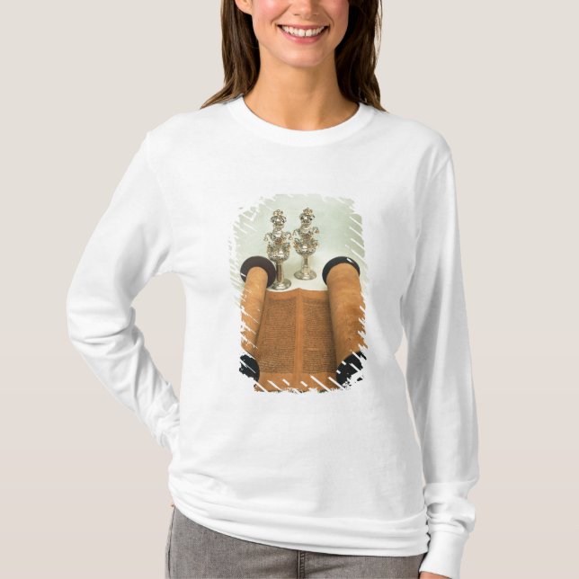 Torah scroll with Silver Crown finials T-Shirt (Front)