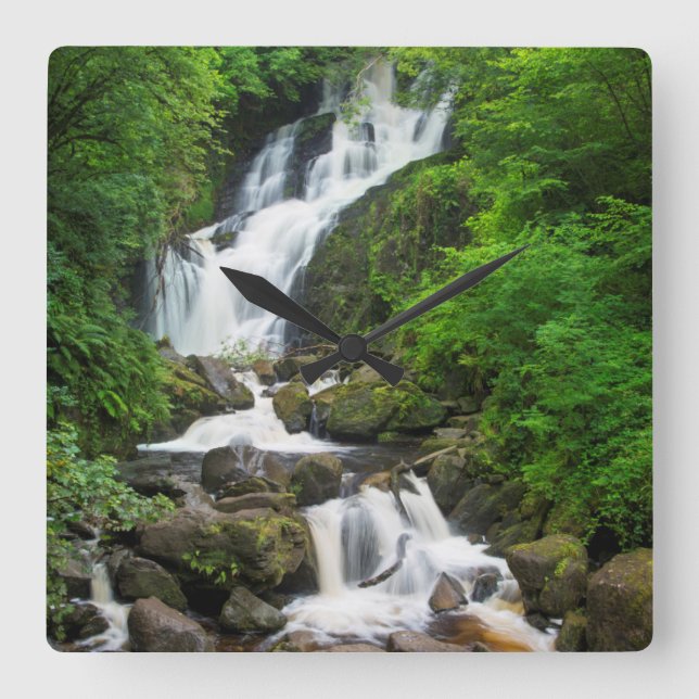 Torc waterfall scenic, Ireland Square Wall Clock (Front)