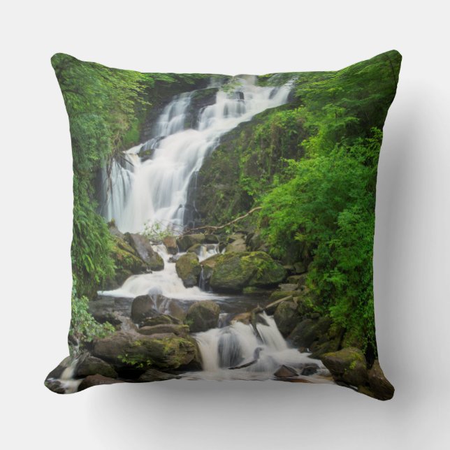 Torc waterfall scenic, Ireland Throw Pillow (Front)