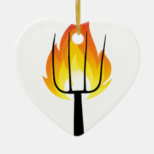 Torch and Pitchfork Ceramic Ornament