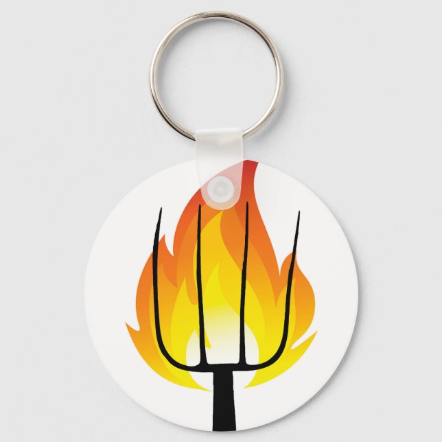 Torch and Pitchfork Keychain (Front)
