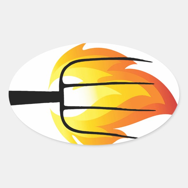 Torch and Pitchfork Oval Sticker (Front)