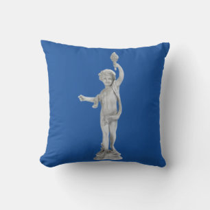 Torch-Bearing Garden Angel Throw Pillow