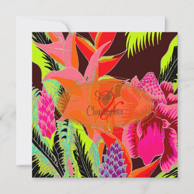 Torch Ginger and heliconia/Luau Wedding Invitation (Front)