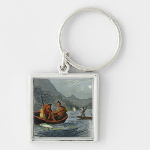 Torch Light Fishing in North America, engraved by Keychain
