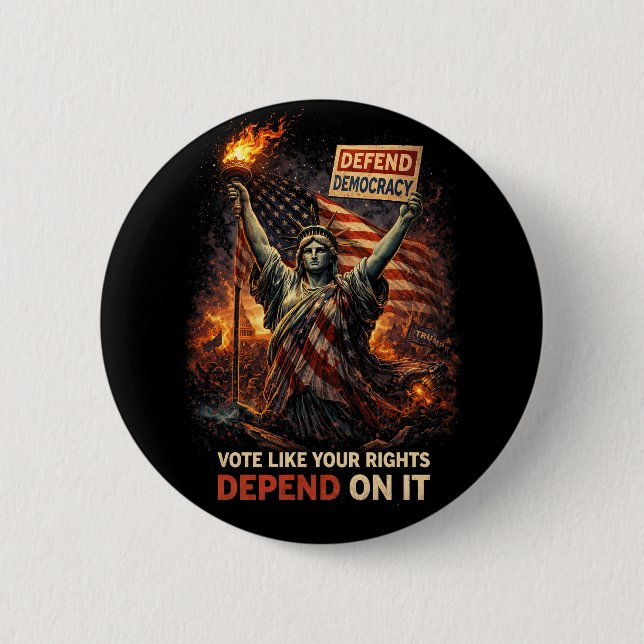 Torch of Democracy 2 Inch Round Button (Front)