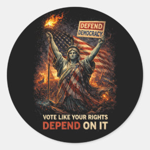 Torch of Democracy Classic Round Sticker