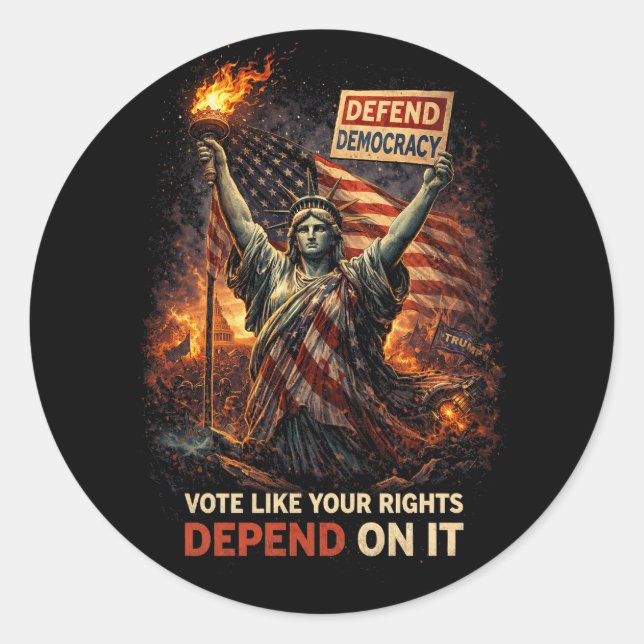 Torch of Democracy Classic Round Sticker (Front)
