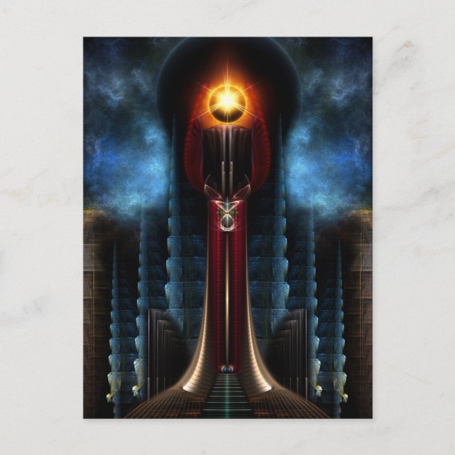 Torch Stone Tower Fractal Art Postcard (Front)