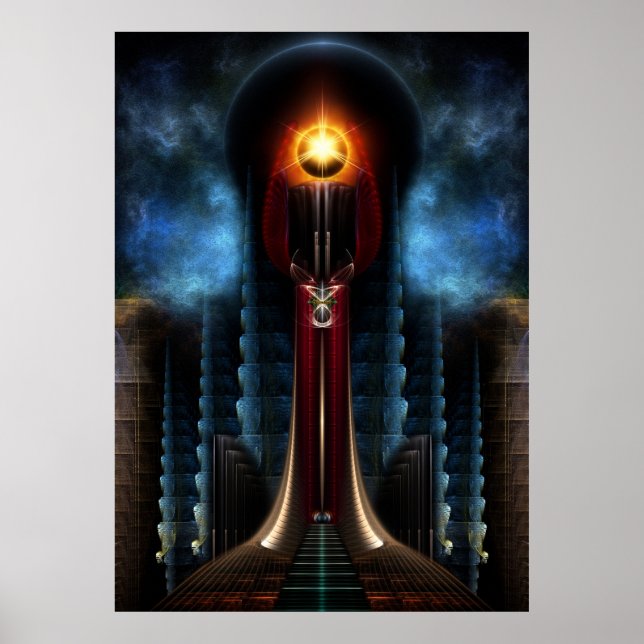 Torch Stone Tower Fractal Art Wall Poster (Front)