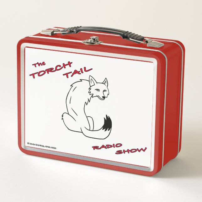 Torch Tail & Leaping Coyote on a Red Metal Lunch B Box (Front)