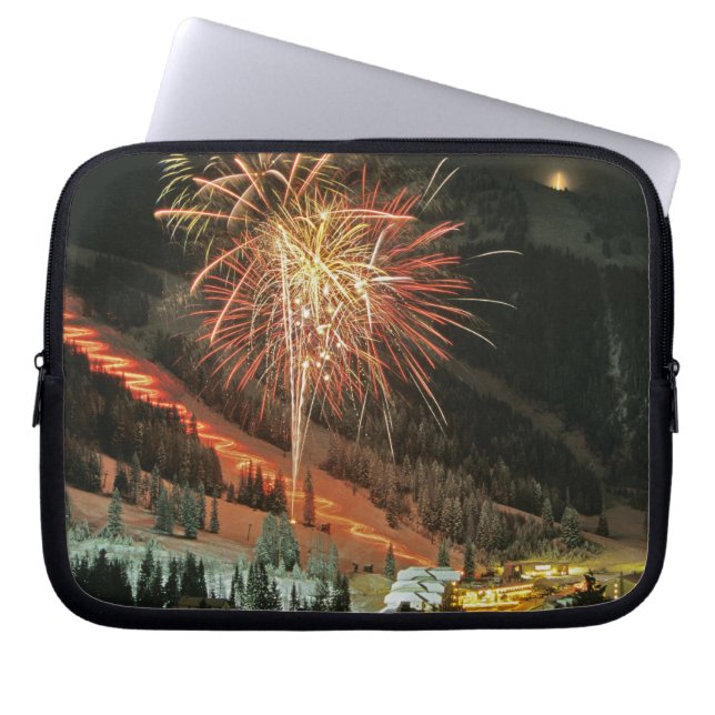 Torchlight parade and fireworks during Winter Laptop Sleeve (Front)