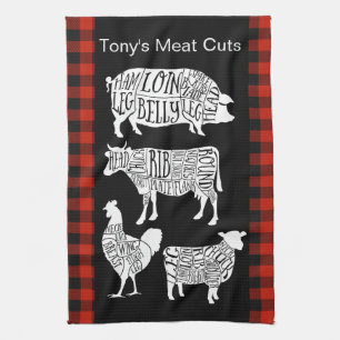 Torchon à thé Farmer Butcher Meat Cuts Boeuf vin