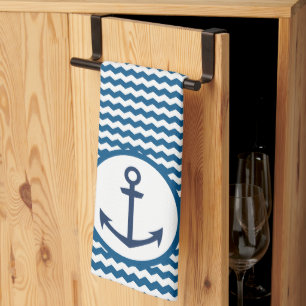 Torchon de cuisine à l'ancre de navigation bleue