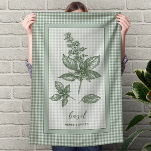 Torchon de cuisine à l'herbe de Basilic – Bordure