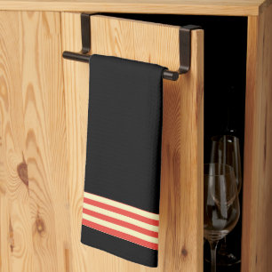 Torchon de cuisine à rayure noire et rouge