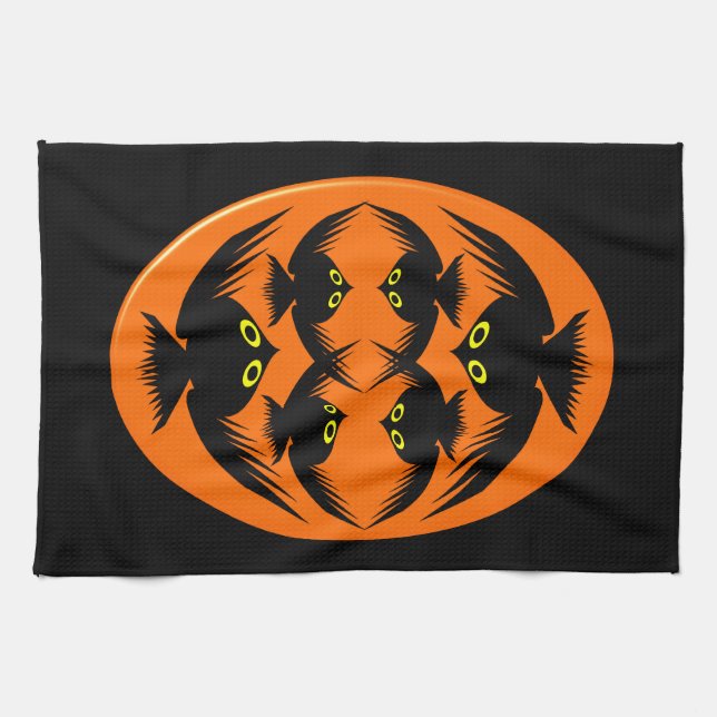 Torchon de cuisine corbeaux d'Halloween (Horizontal)