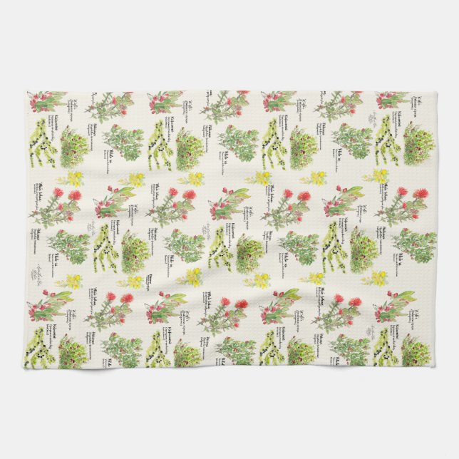 Torchon de cuisine des plantes indigènes du volcan (Horizontal)