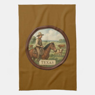 Torchon de cuisine marron Texas Cowboy