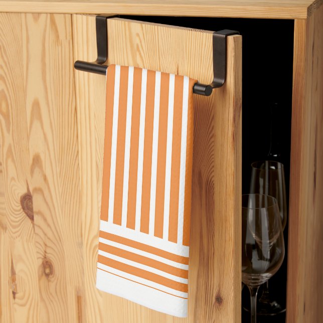 Torchon de cuisine Orange Stripes (Pliage en tiers)