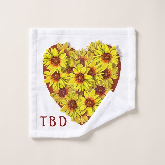 Torchon de lavage à coeur de tournesol (Gant de toilette)