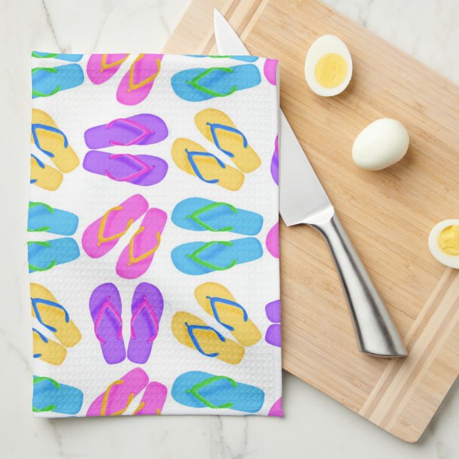 Torchon de plage motif serviette de cuisine (Quart Plié)