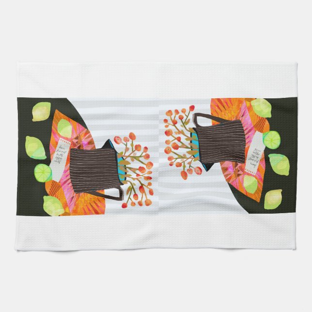 Torchon de thé à la florale à vie morte (Horizontal)