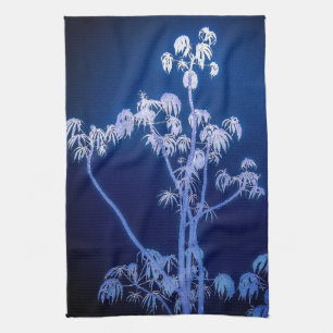 Torchons de cuisine à silhouette d'arbre en bleus
