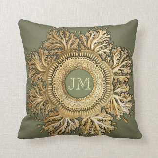 Toreuma Bellagemma gold & Green Throw Pillow