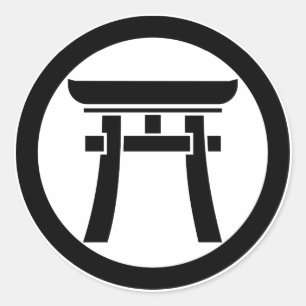 Torii gate on the middle wheel classic round sticker