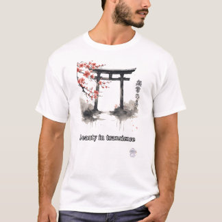 Torii Gate Sakura Watercolor Artwork T-Shirt