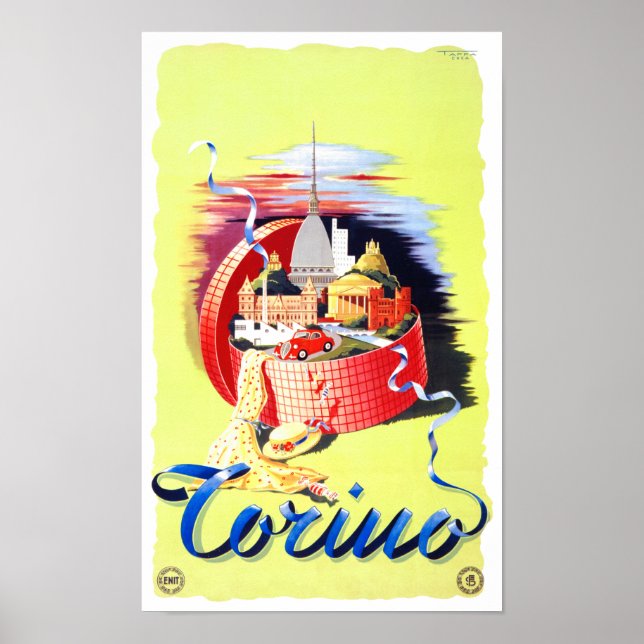 Torino Italy Vintage Poster Restored (Front)