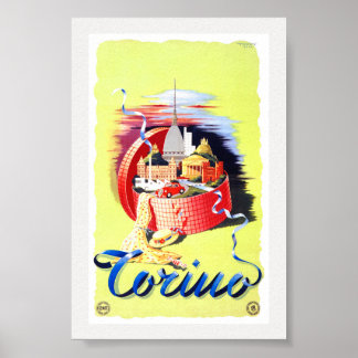 Torino Italy Vintage Poster Restored