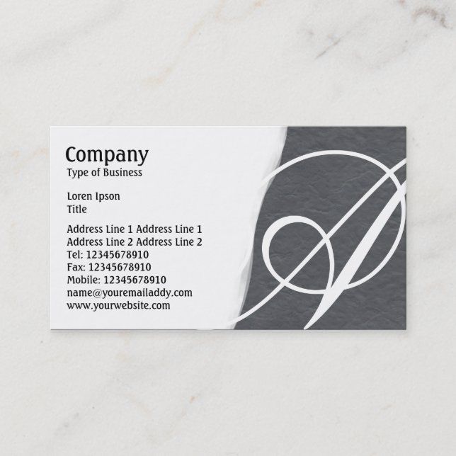 Torn Away - Dark Grey Rough Paper Texture Business Card (Front)