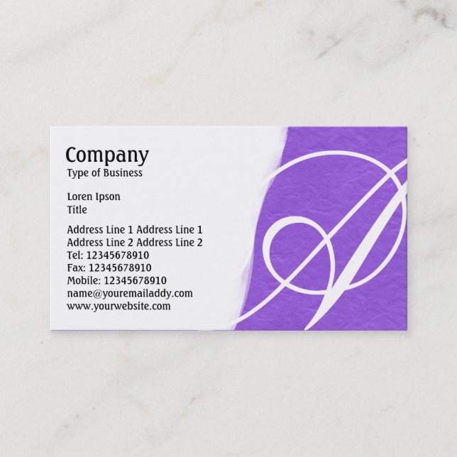 Torn Away - Violet Rough Paper Texture Business Card (Front)