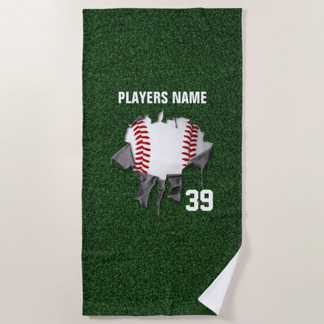 Torn Baseball Beach Towel (Front)