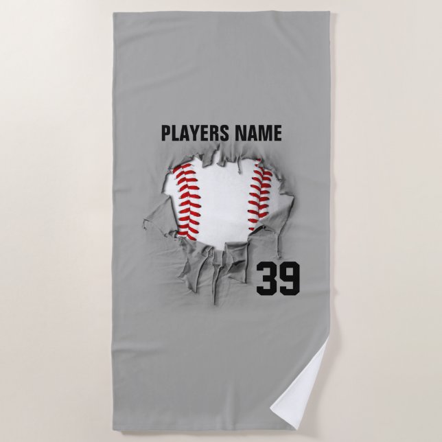 Torn Baseball Beach Towel (Front)