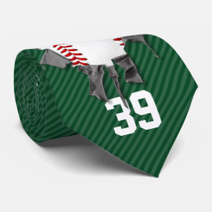 Torn Baseball (dark/personalized) Tie