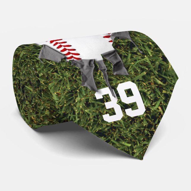 Torn Baseball (grass/personalized) Tie (Rolled)