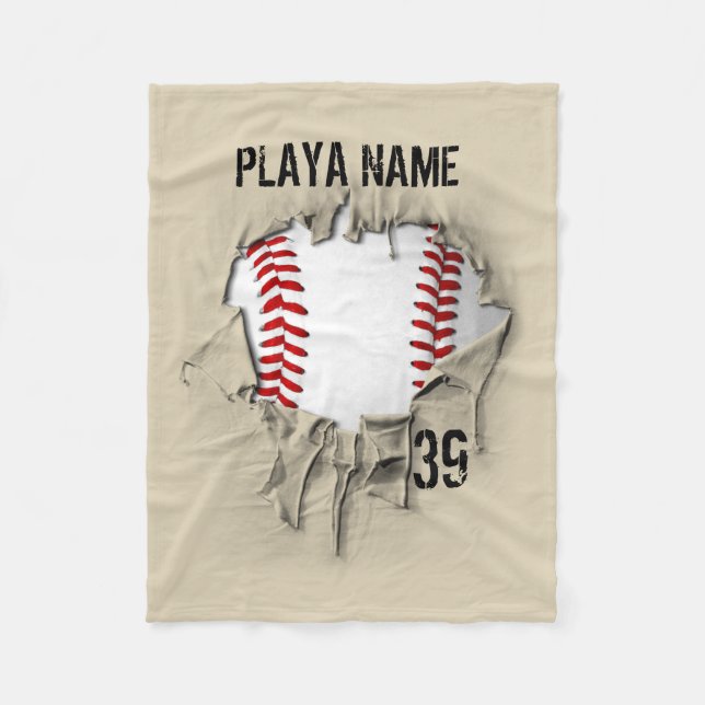 Torn Baseball (personalized) Fleece Blanket (Front)